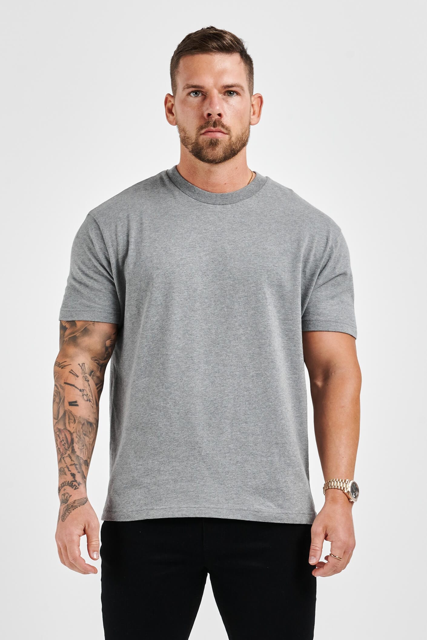 T-SHIRT PREMIUM BASICS - GRIS FONCÉ CHINÉ