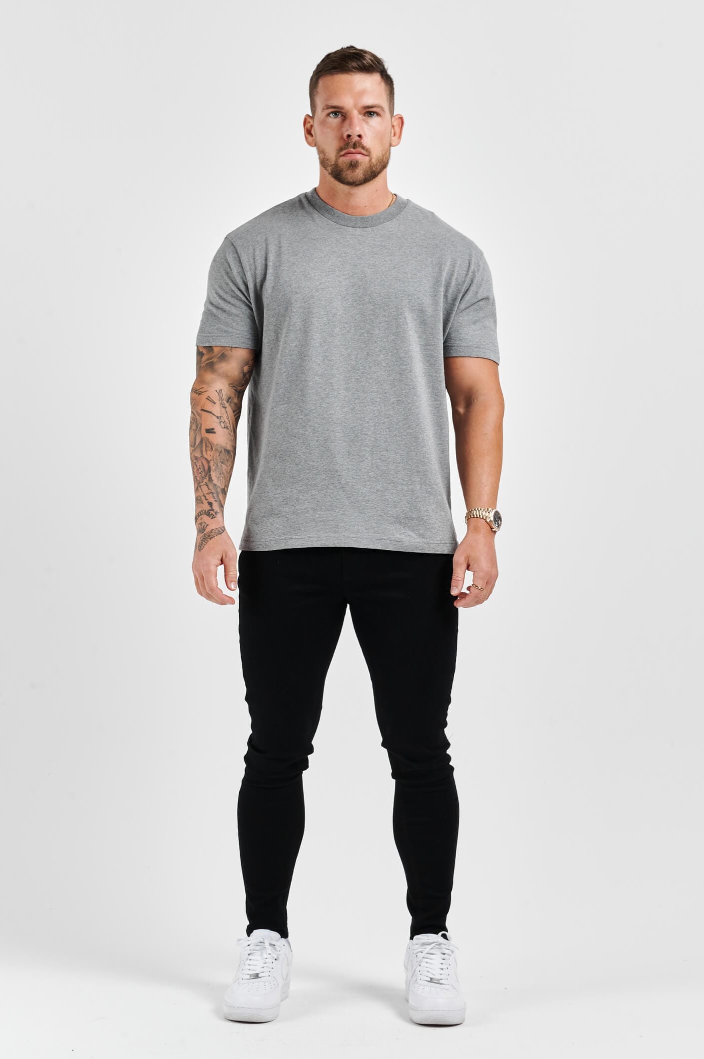 PREMIUM BASICS T-SHIRT - DUNKELGRAU MELIERT