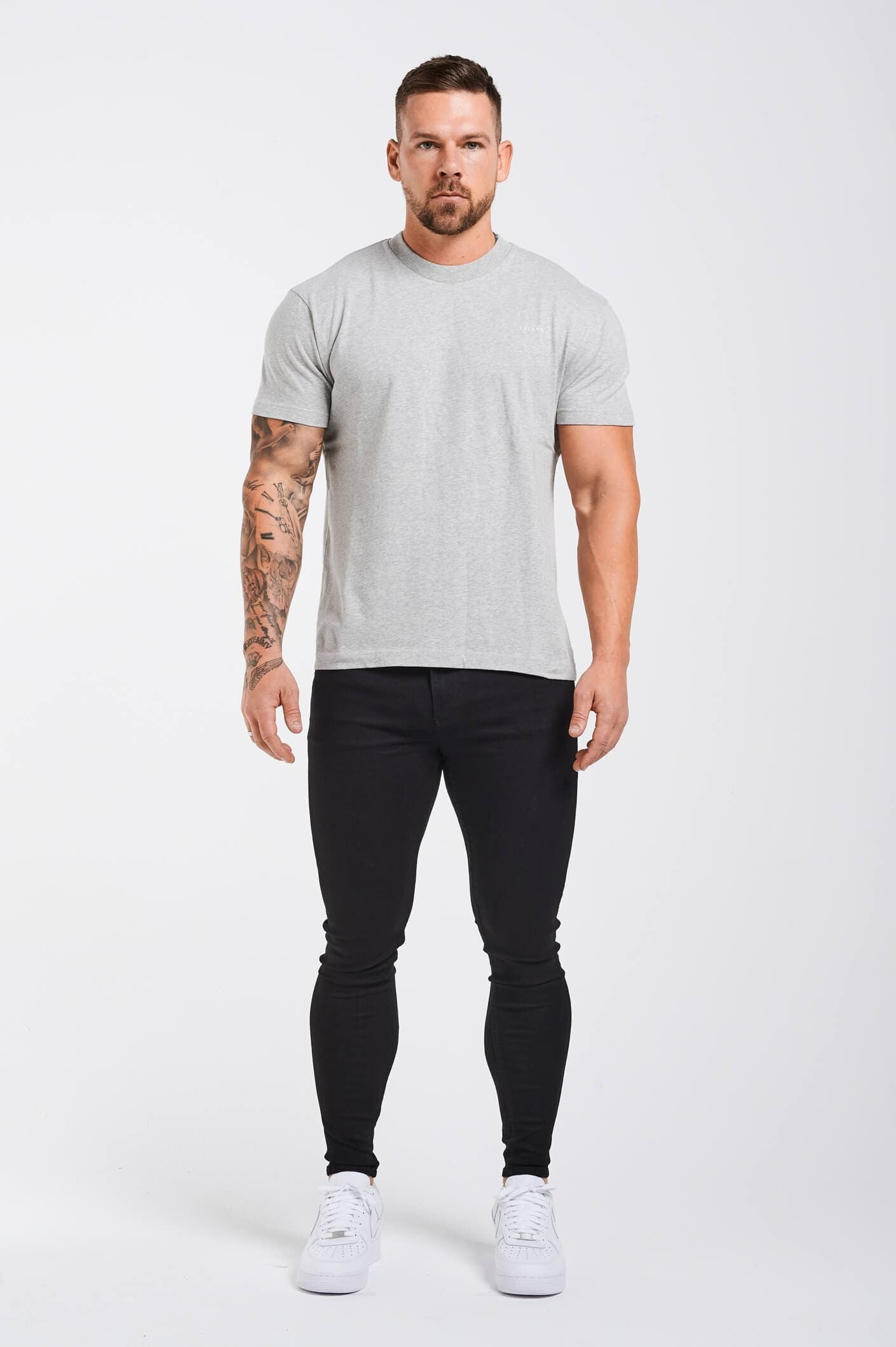 PREMIUM BASICS T-SHIRT - GRAU MELIERT