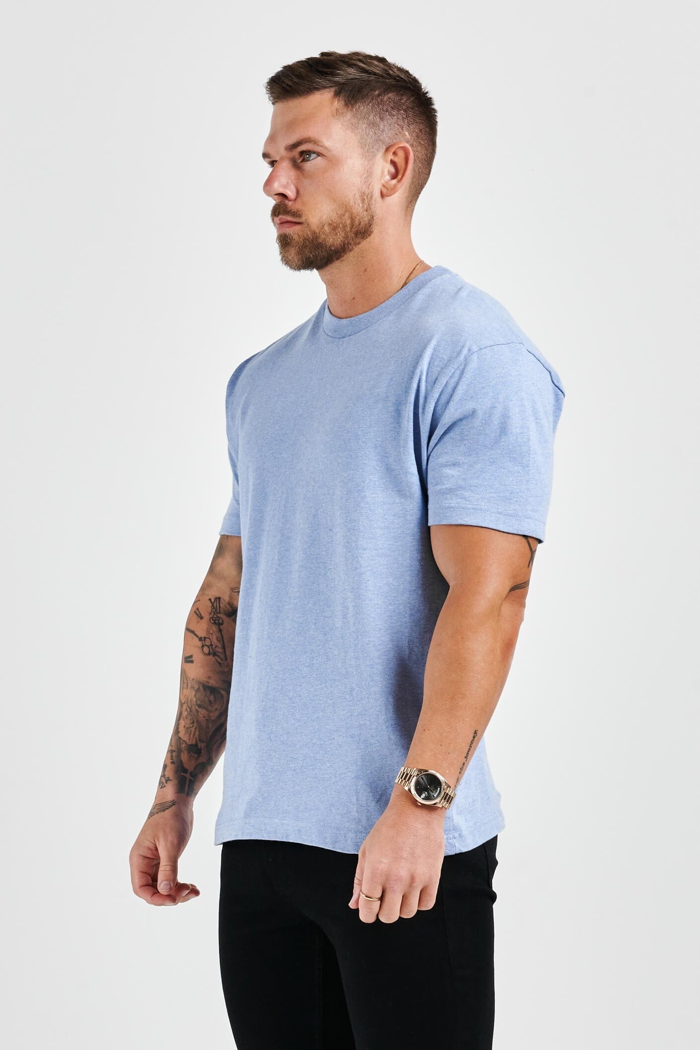 T-SHIRT PREMIUM BASICS - BLEU CLAIR CHINÉ