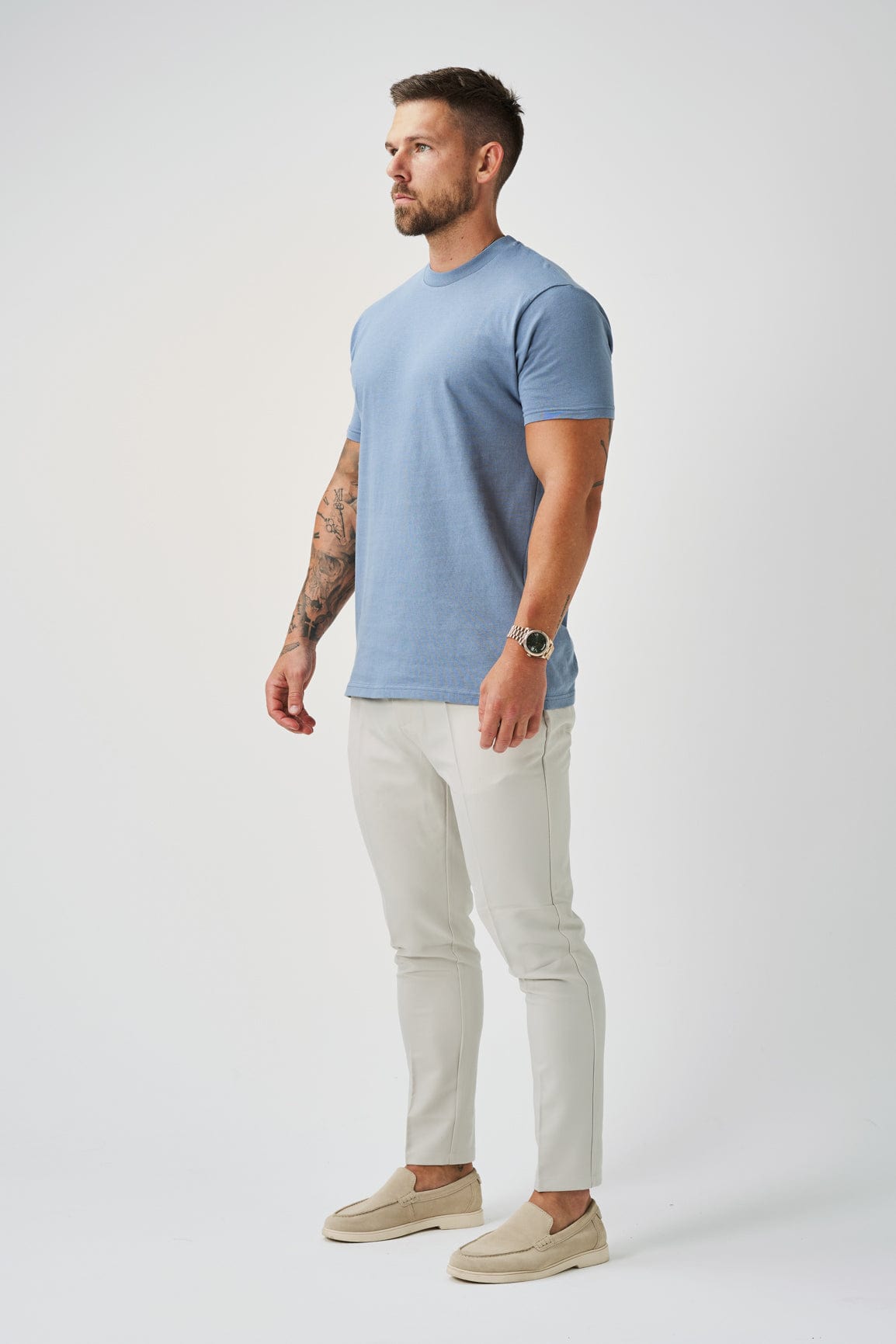 T-SHIRT PREMIUM BASICS - BLEU ACIER