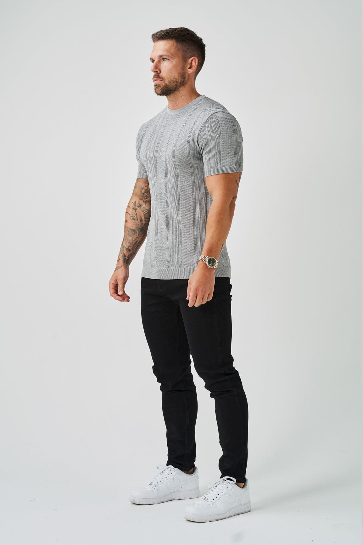 T-SHIRT TEXTURÉ - GRIS