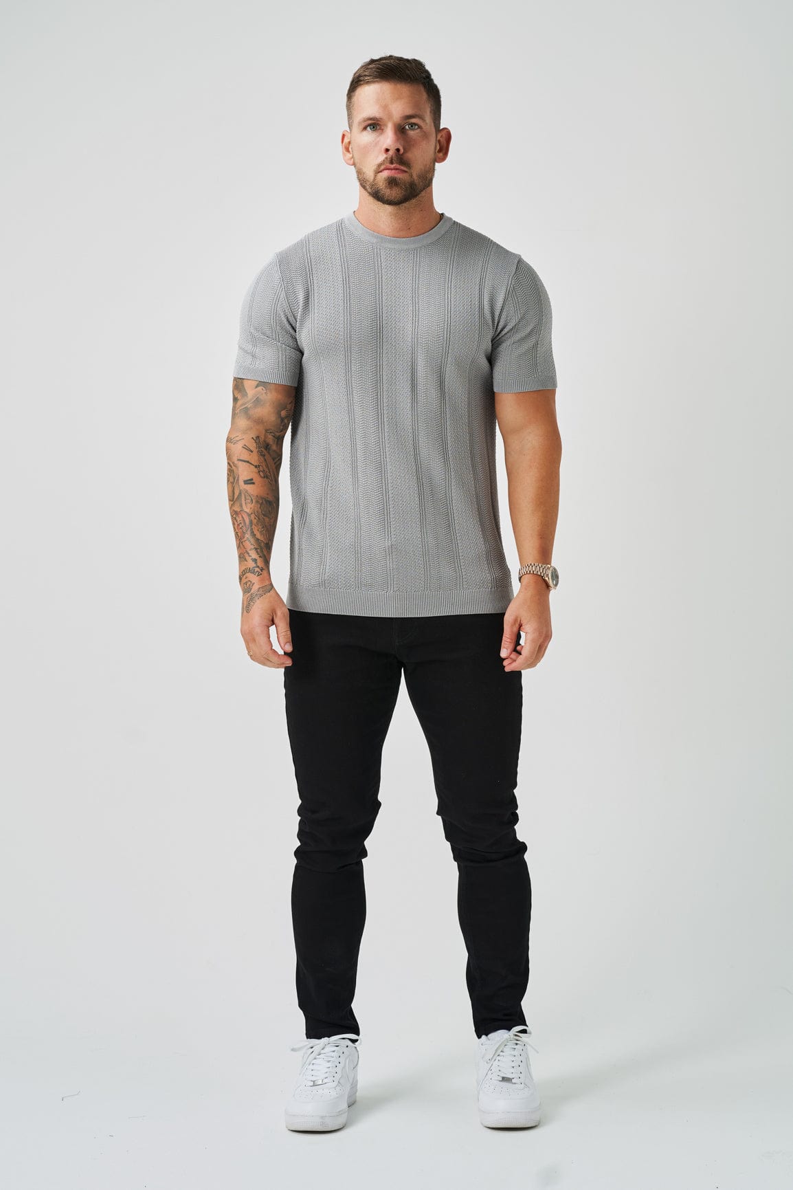 T-SHIRT TEXTURÉ - GRIS