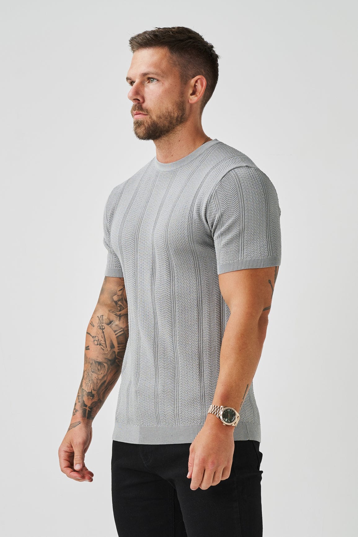 T-SHIRT TEXTURÉ - GRIS