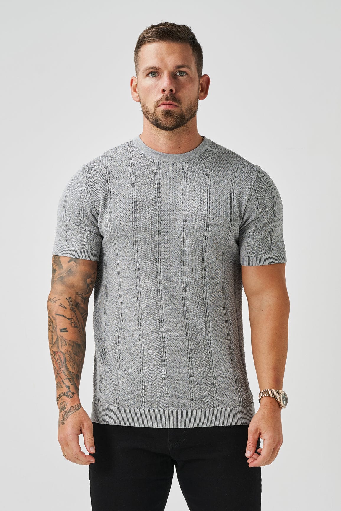 STRUKTURIERTES T-SHIRT - GRAU