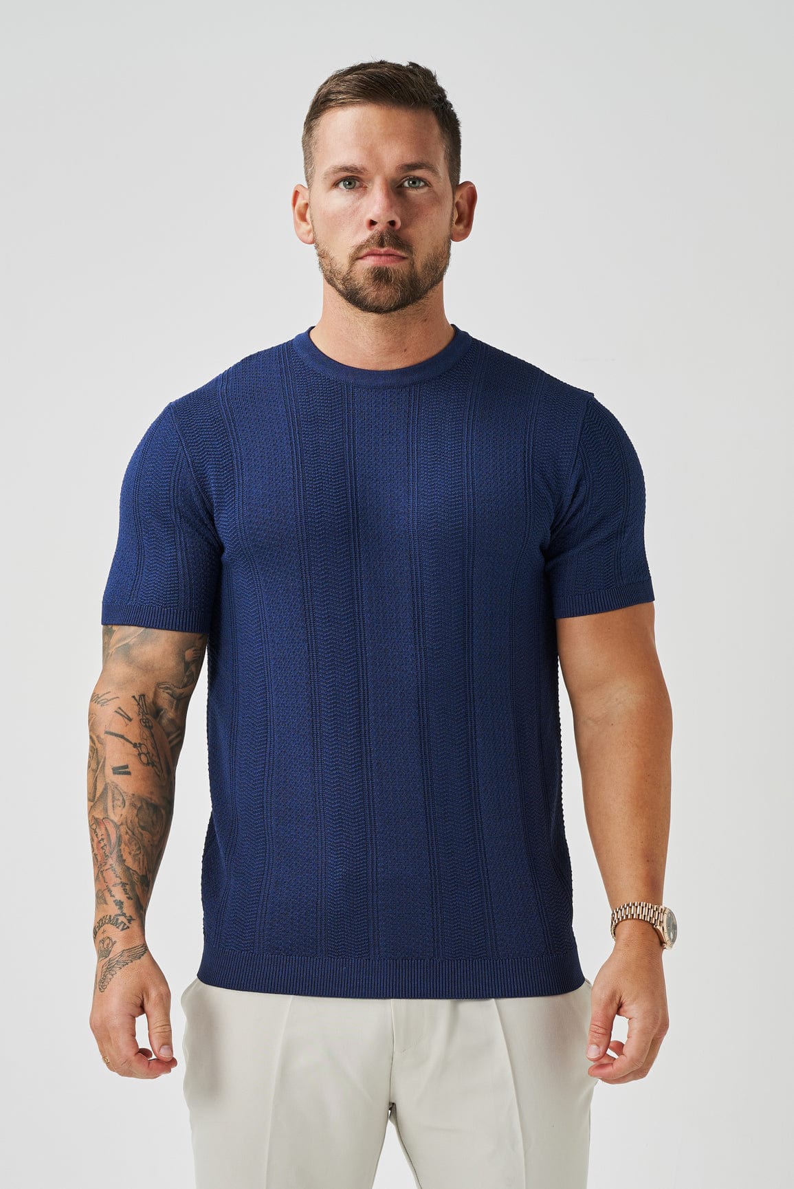 T-SHIRT TEXTURÉ - BLEU MARINE