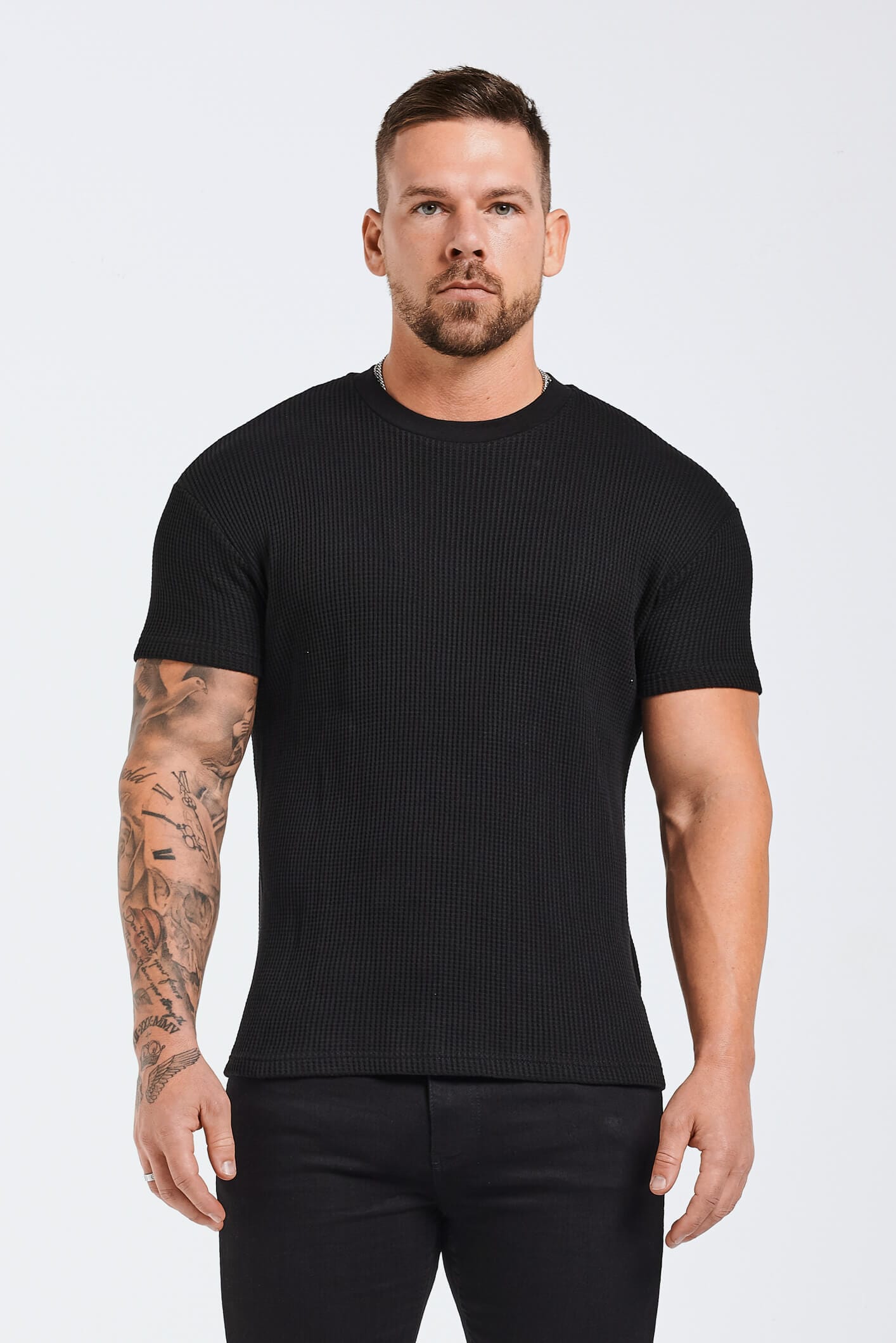 WAFFLE T-SHIRT - BLACK