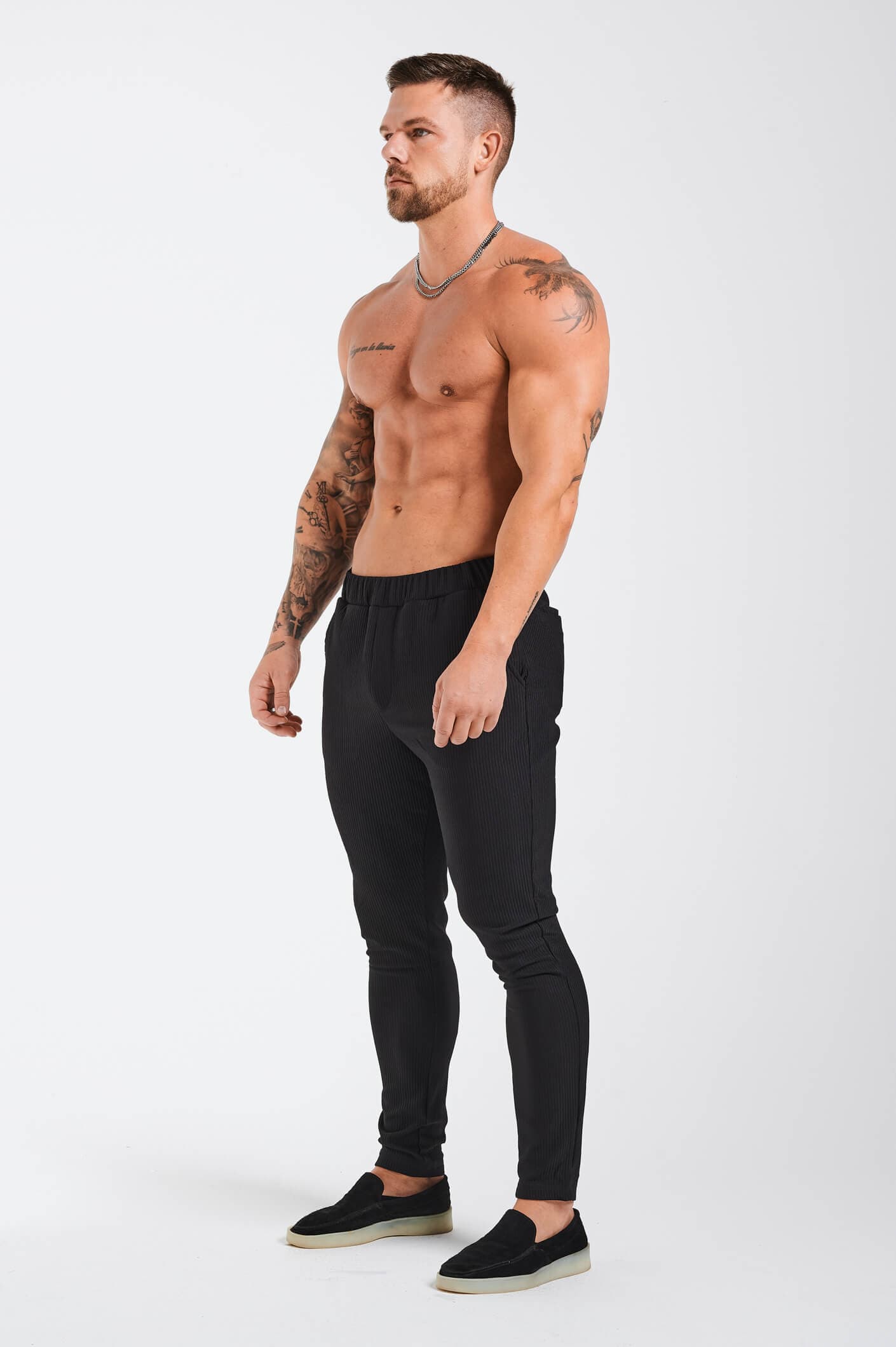 PANTALON PLISSÉ SLIM FIT - NOIR