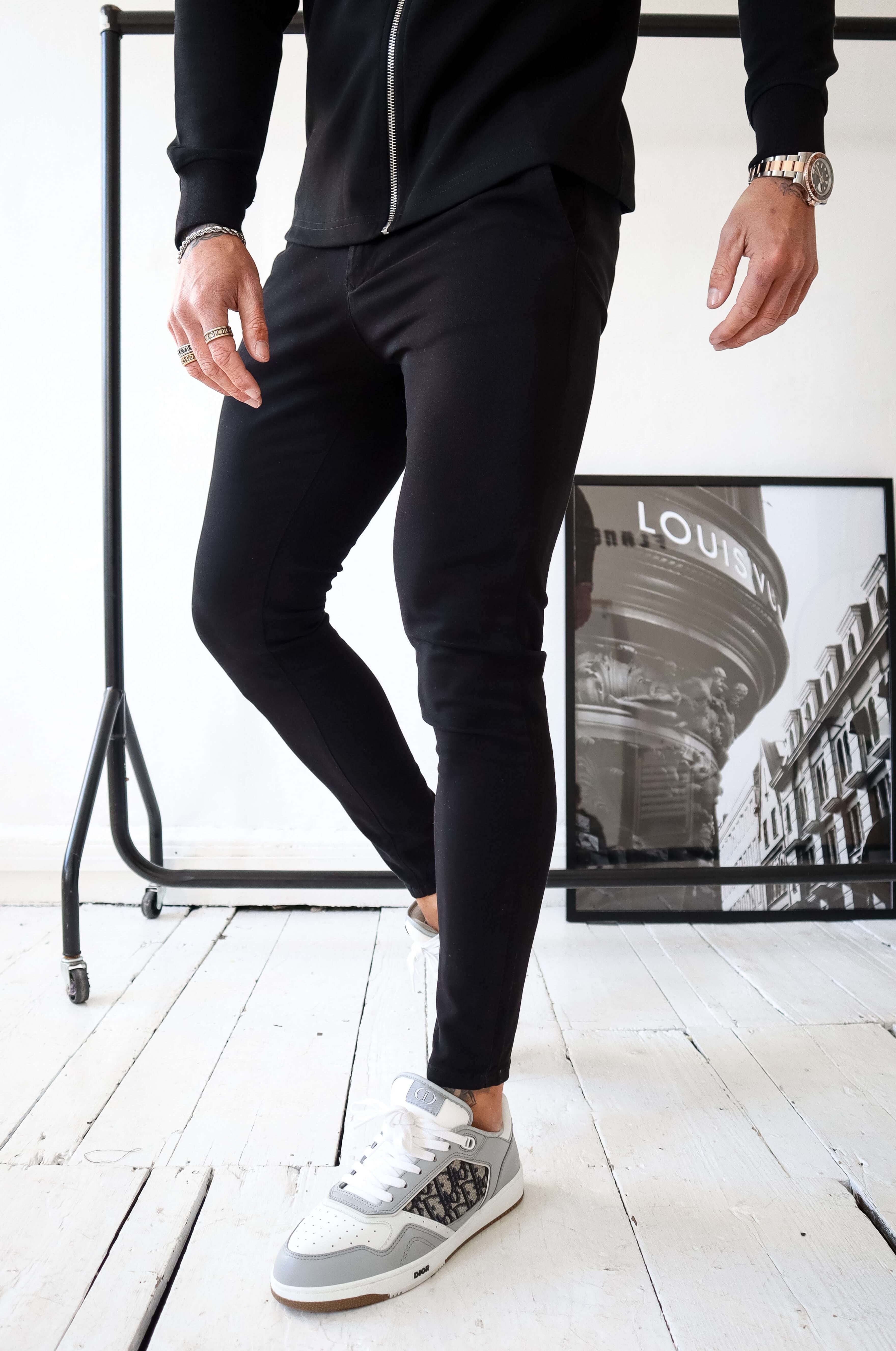 CHINO STRETCH À VAPORISER - NOIR