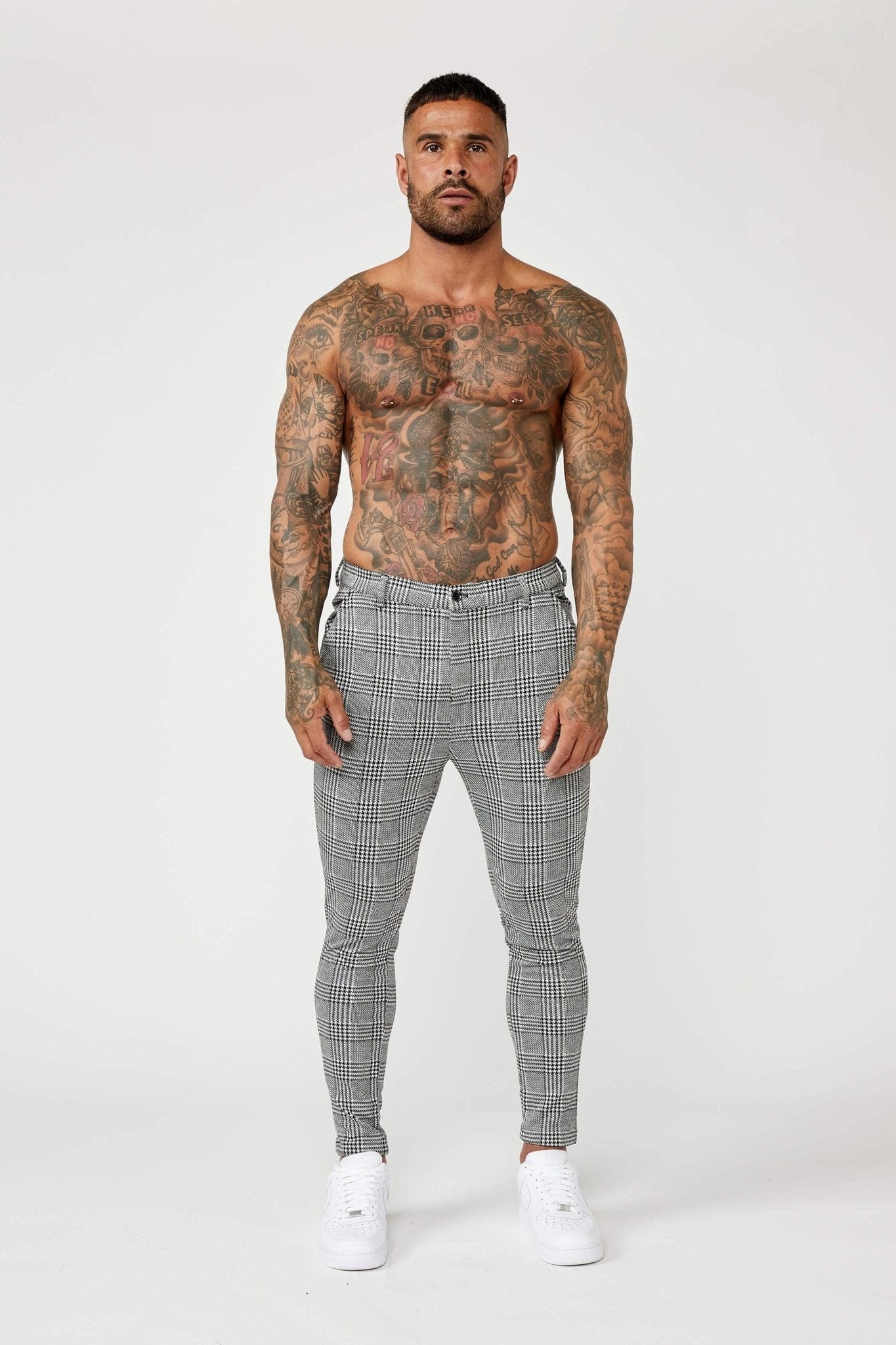 PREMIUM GREY CHECK STRETCH TROUSER