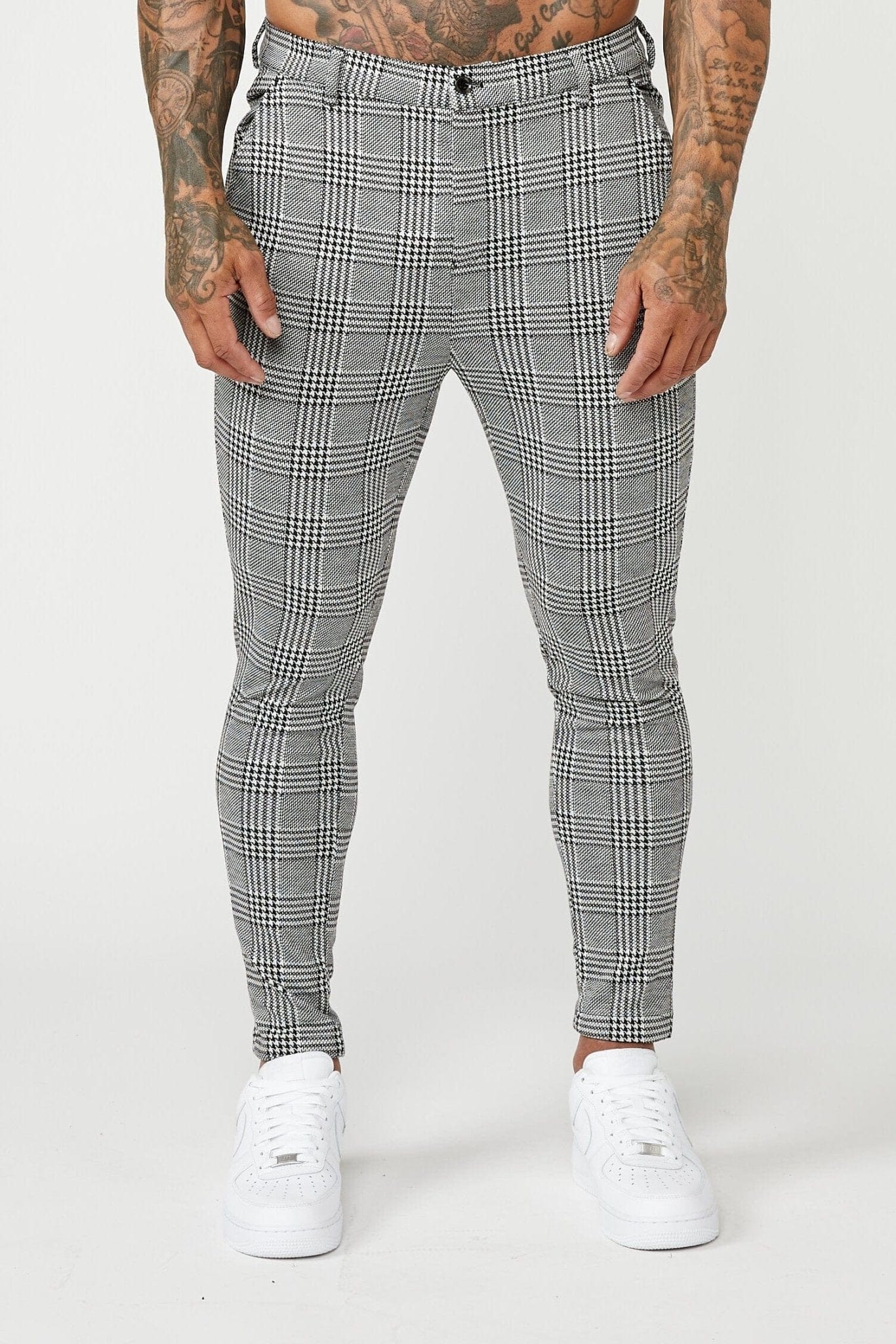 PREMIUM GREY CHECK STRETCH TROUSER