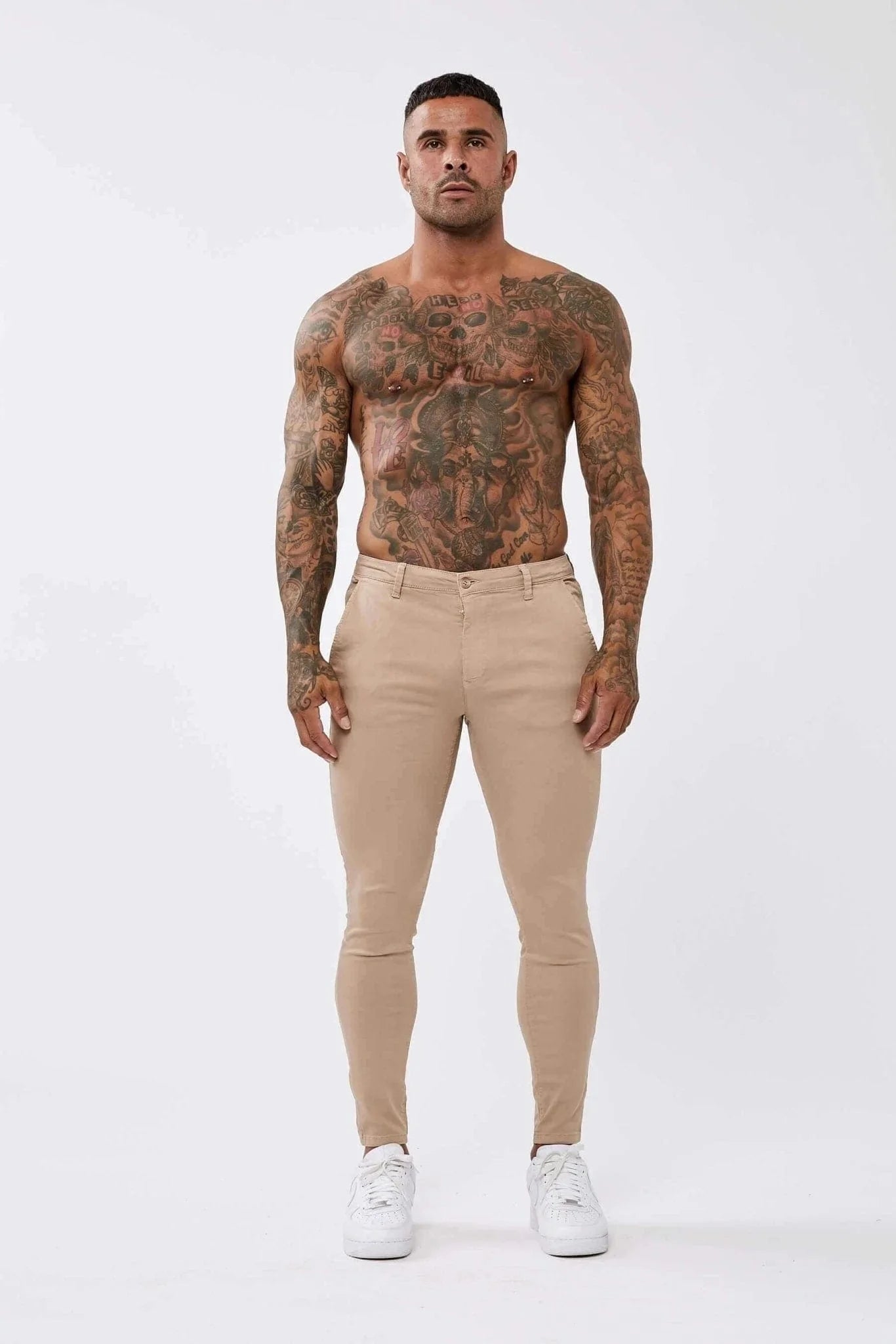 CHINO STRETCH À VAPORISER - BEIGE