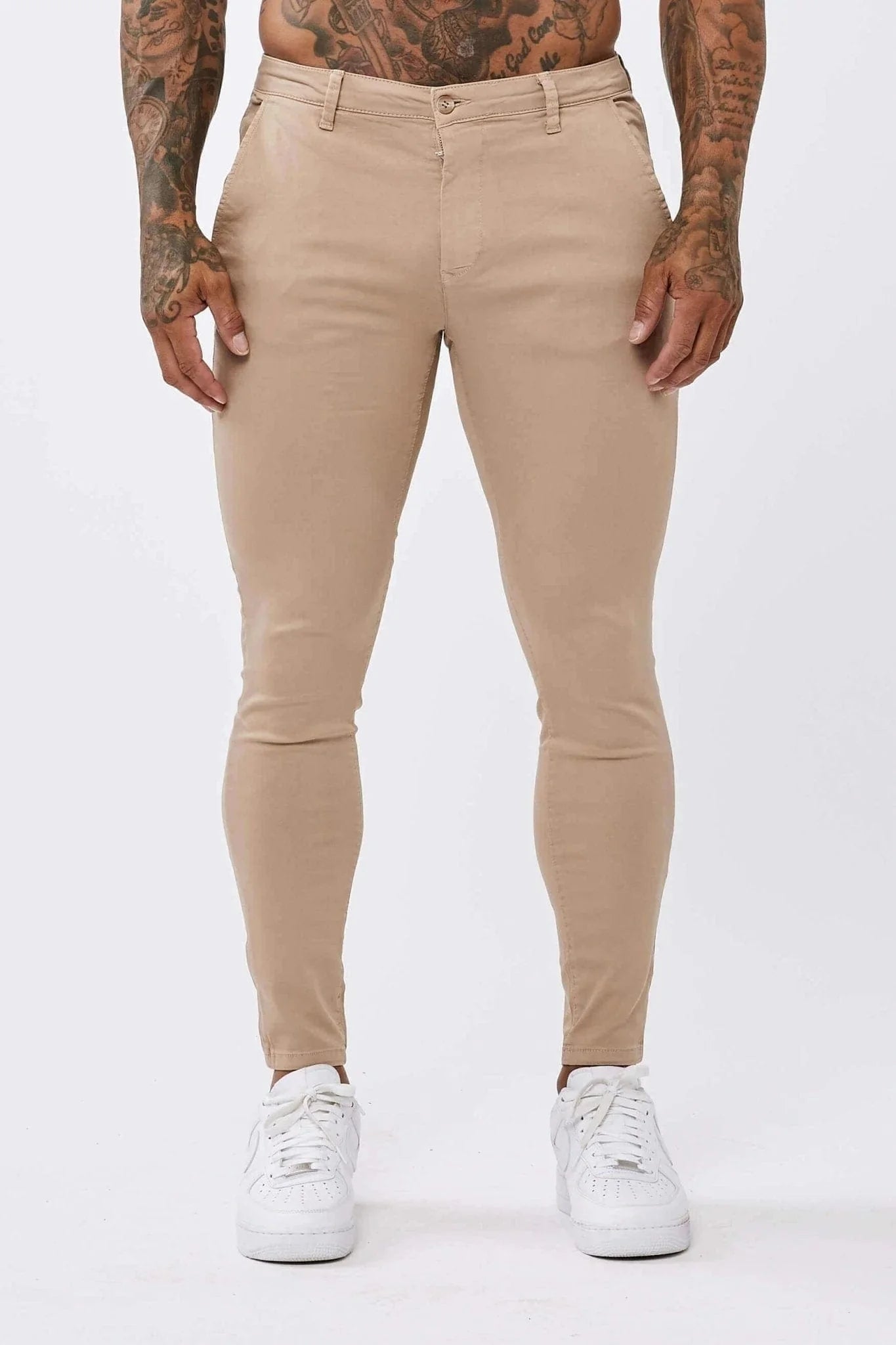 CHINO STRETCH À VAPORISER - BEIGE