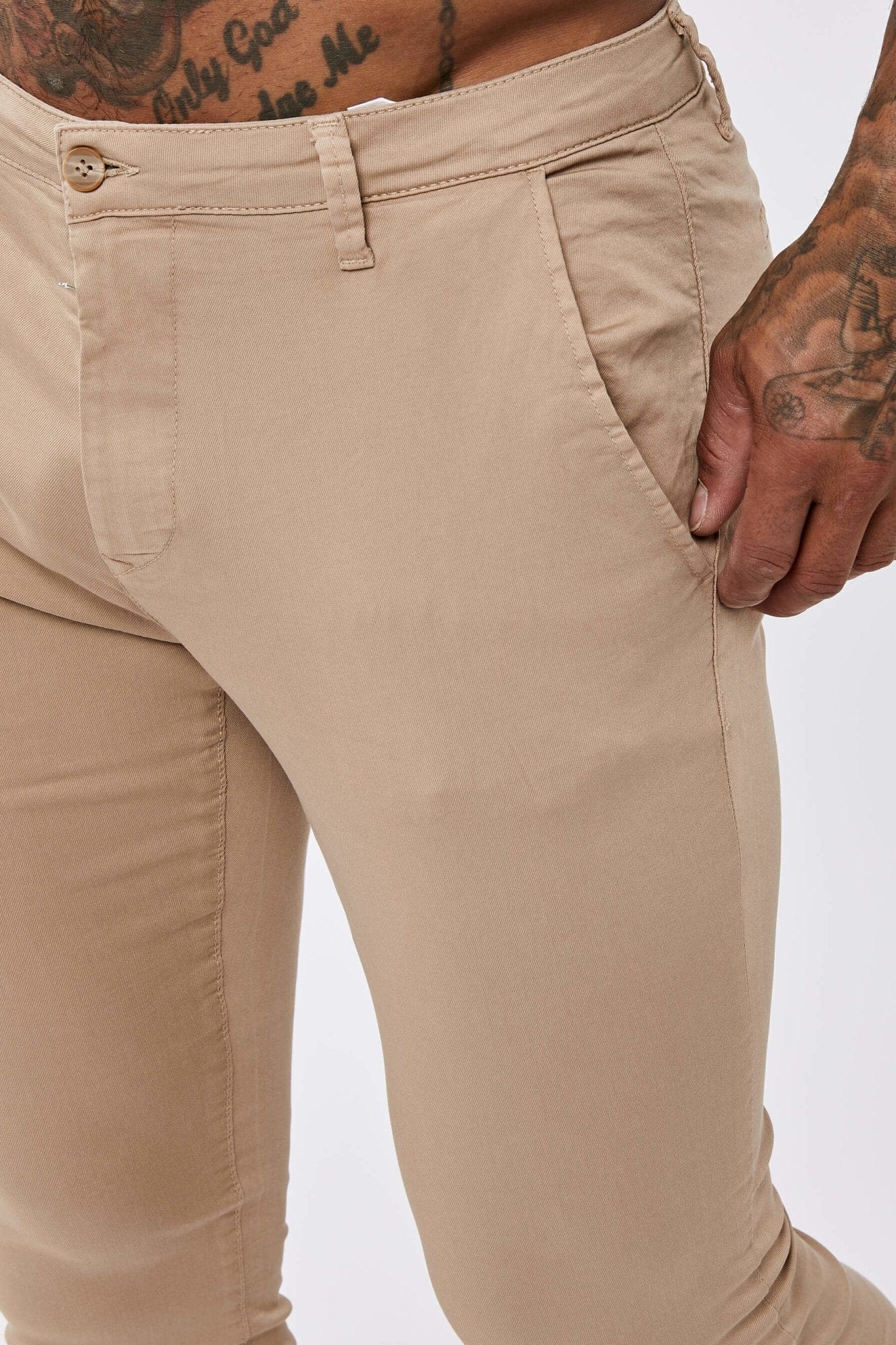 CHINO STRETCH À VAPORISER - BEIGE