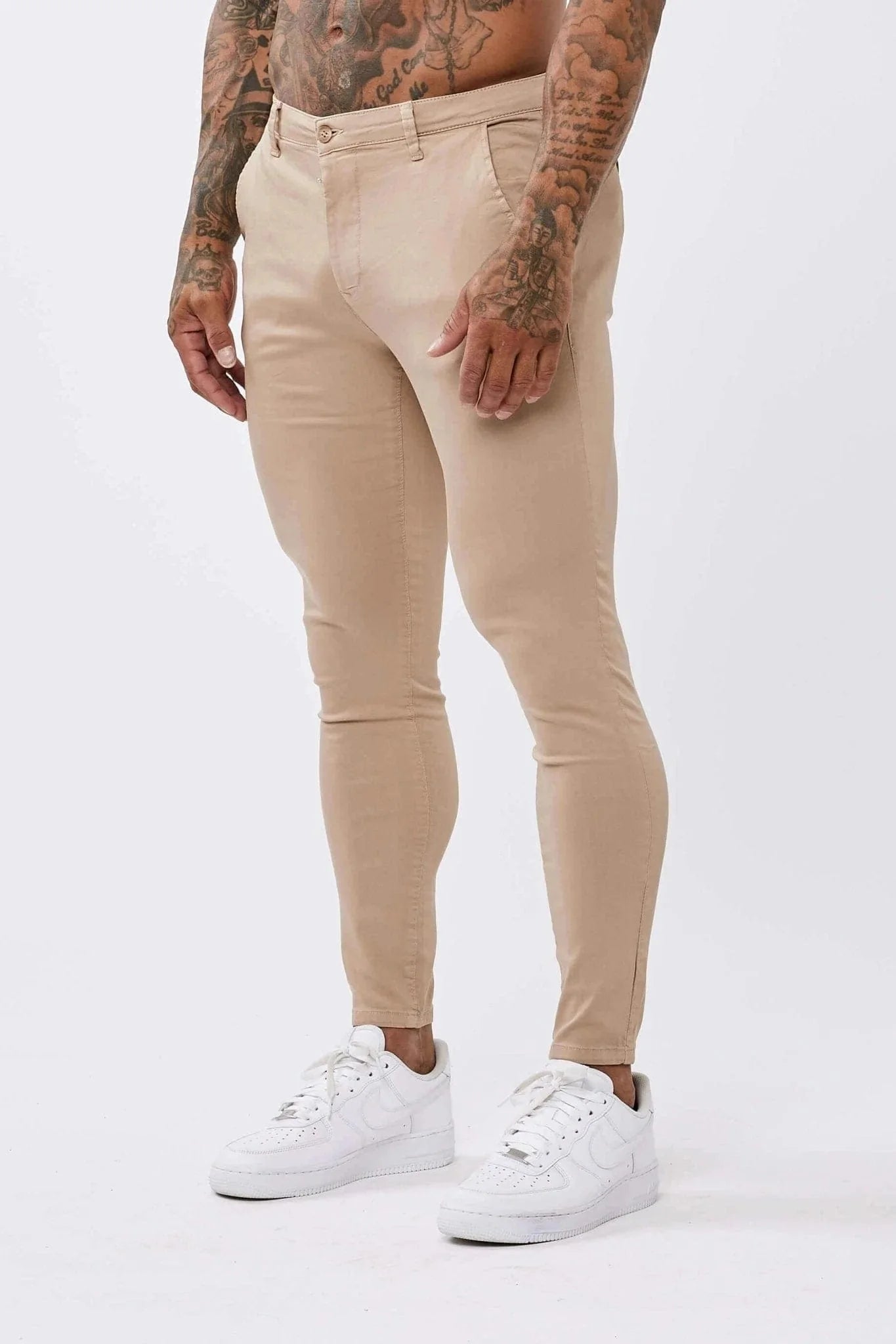 CHINO STRETCH À VAPORISER - BEIGE