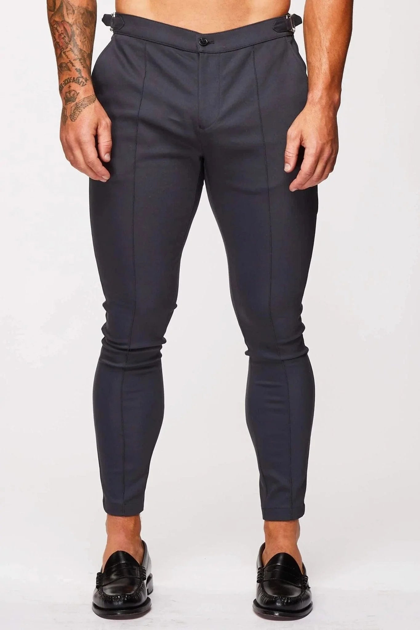 EINFACHE STRETCH-HOSE MIT SEITLICHEM CINCH - GRAU