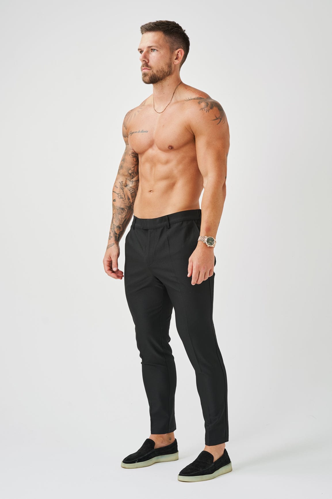 STRETCH WOVEN TROUSER - BLACK