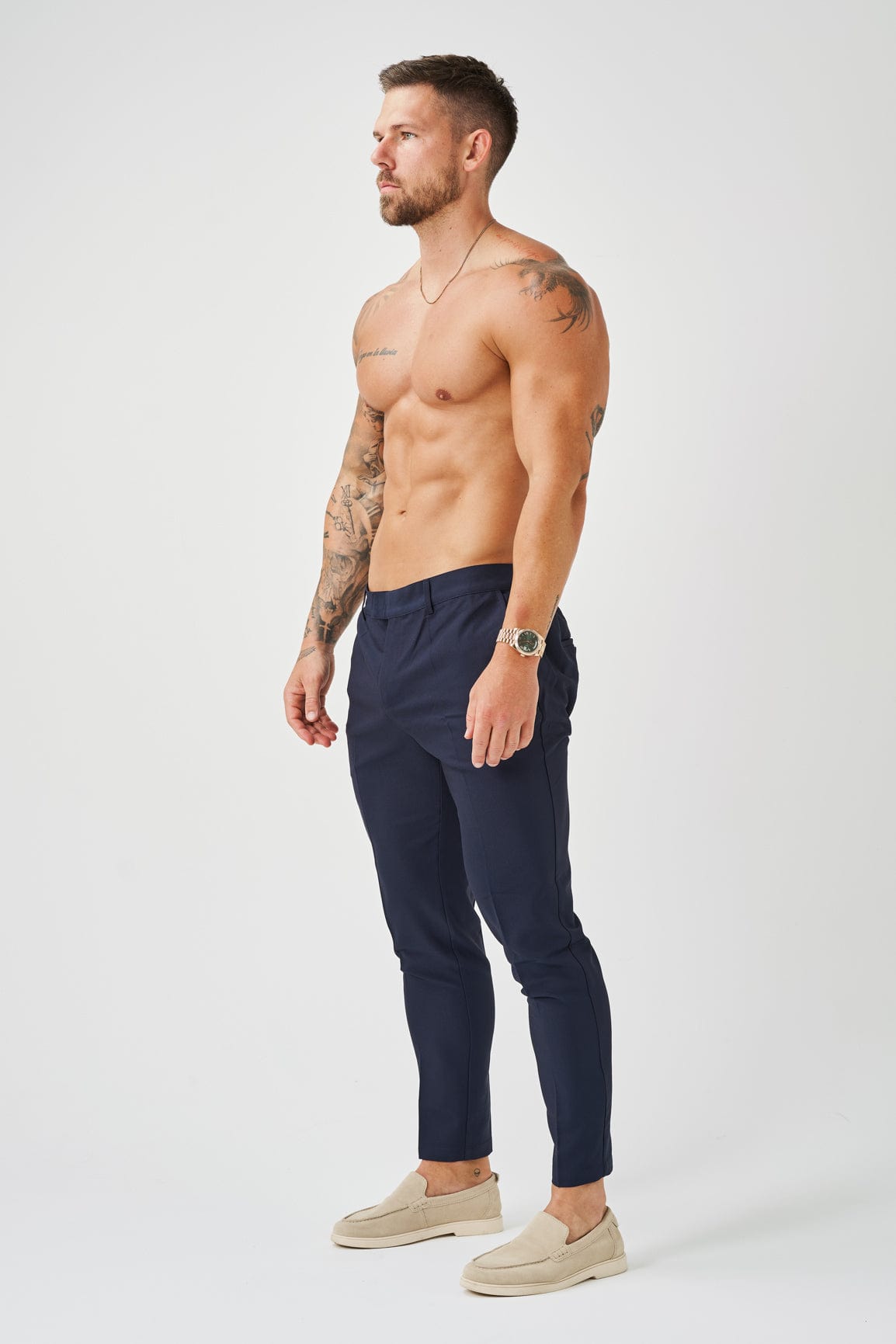 PANTALON TISSÉ STRETCH - MARINE