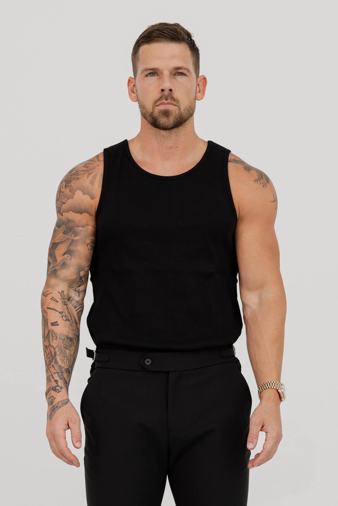 RIBBED VEST - BLACK